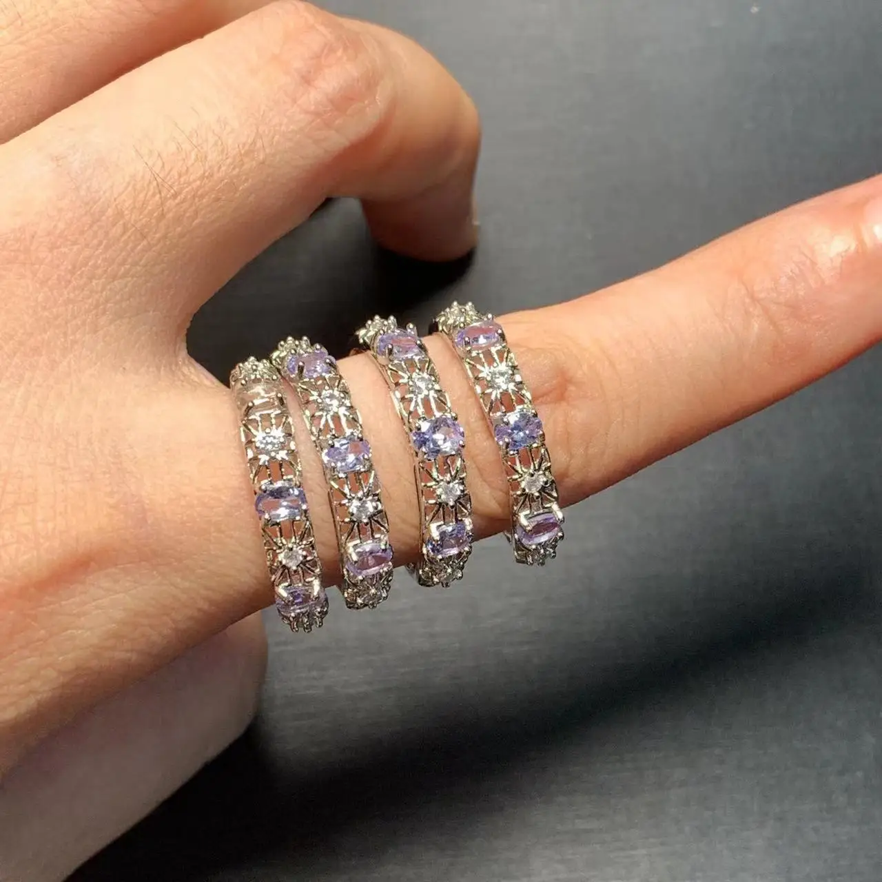 5*3MM Natural Tanzanite Ring Adjustable Female Ring Jewelry for Women Gift Wholesale High Quality Vintage Fine