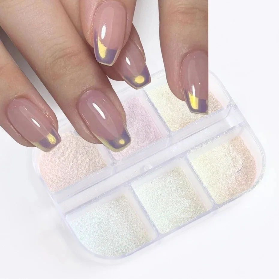 Moonlight Mirror Nails Powder Metallic Chrome Effect Pigments Gel Polish Laser Dust Glitter Aurora Shiny Pearl Nail Manicure Dec