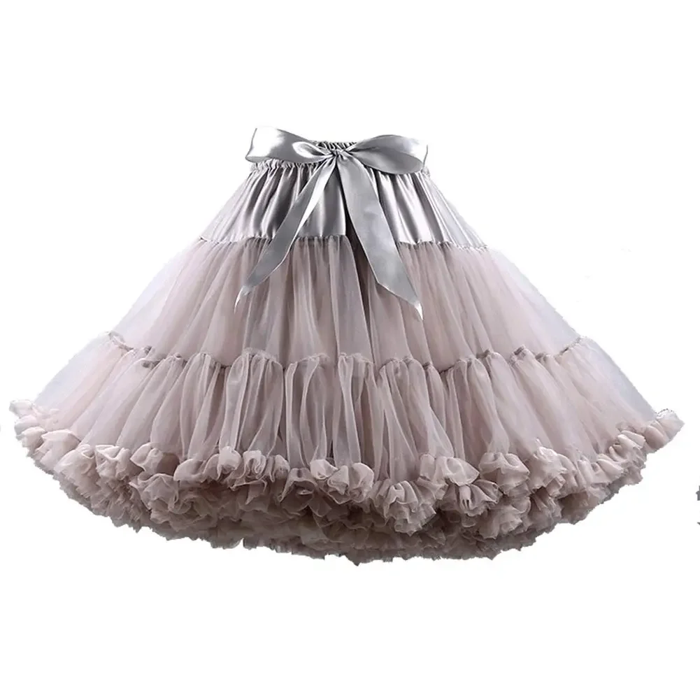 Women's Mini Lenght Petticoat Tulle Puffy Skirt Vintage Underskirt Rockabilly Tutu Elastic Waist Slip for Girls