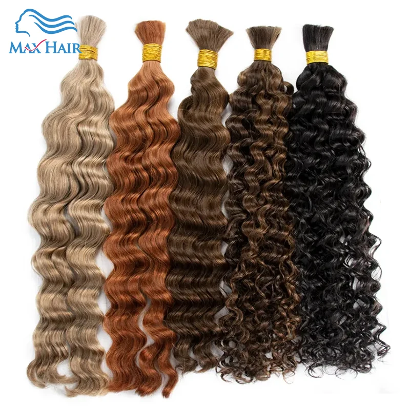 

Bulk Hair for Braiding Deep Wave Human Hair Bulk No Weft Honey Blonde Hair Extensions 4 27 Ombre For Women Hair Bulk Extensions