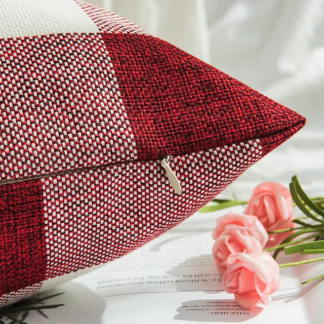 Geometriai Stílusú Párna Borító Kockás Minta Piros Szürke Fekete Kék Bézs Csíkpárnák Burkolatok Otthoni Dekoráció Kanapék Ülés Tok - Image 2