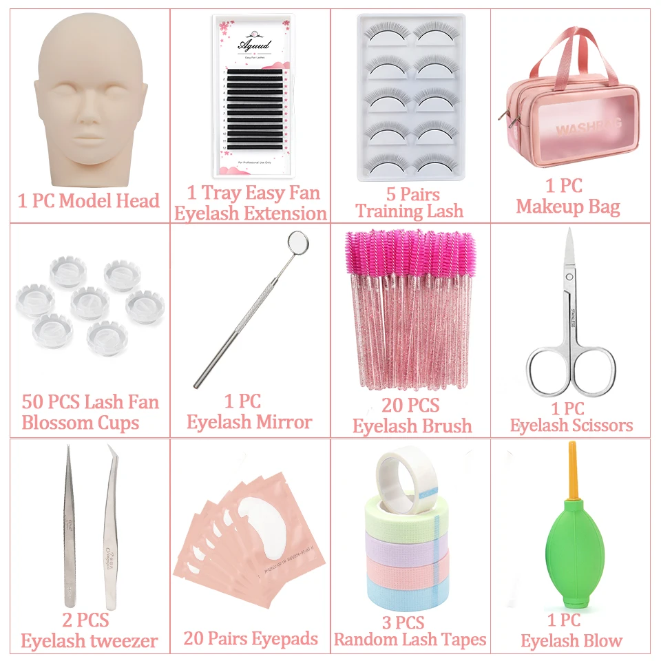 Description Picture 4 of itemFactory Vendor Mannequin Head False Eyelash Extension Kit Set for Beginner Brushes Clearn Remover Eye Lash Accessories Supplies
