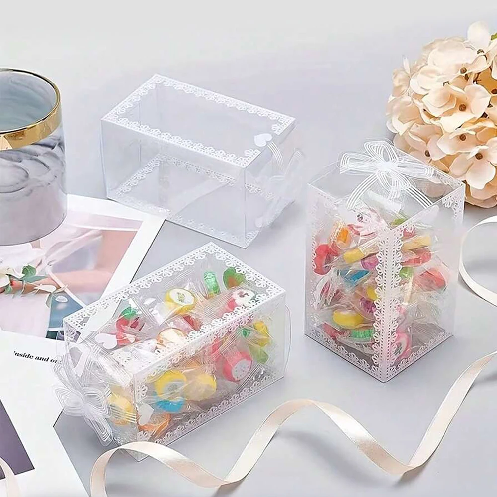 10Pcs Transparent PVC Candy Favor Gift Packaging Boxes, Clear Plastic Wedding Party Bir... - SKU PCGB1022 - UGI Packaging