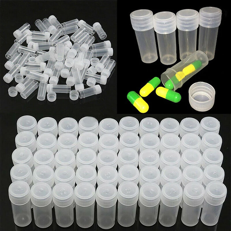 5ml Plastic Bottle Sample Jar 5g Small Barrel Vials 20Pcs