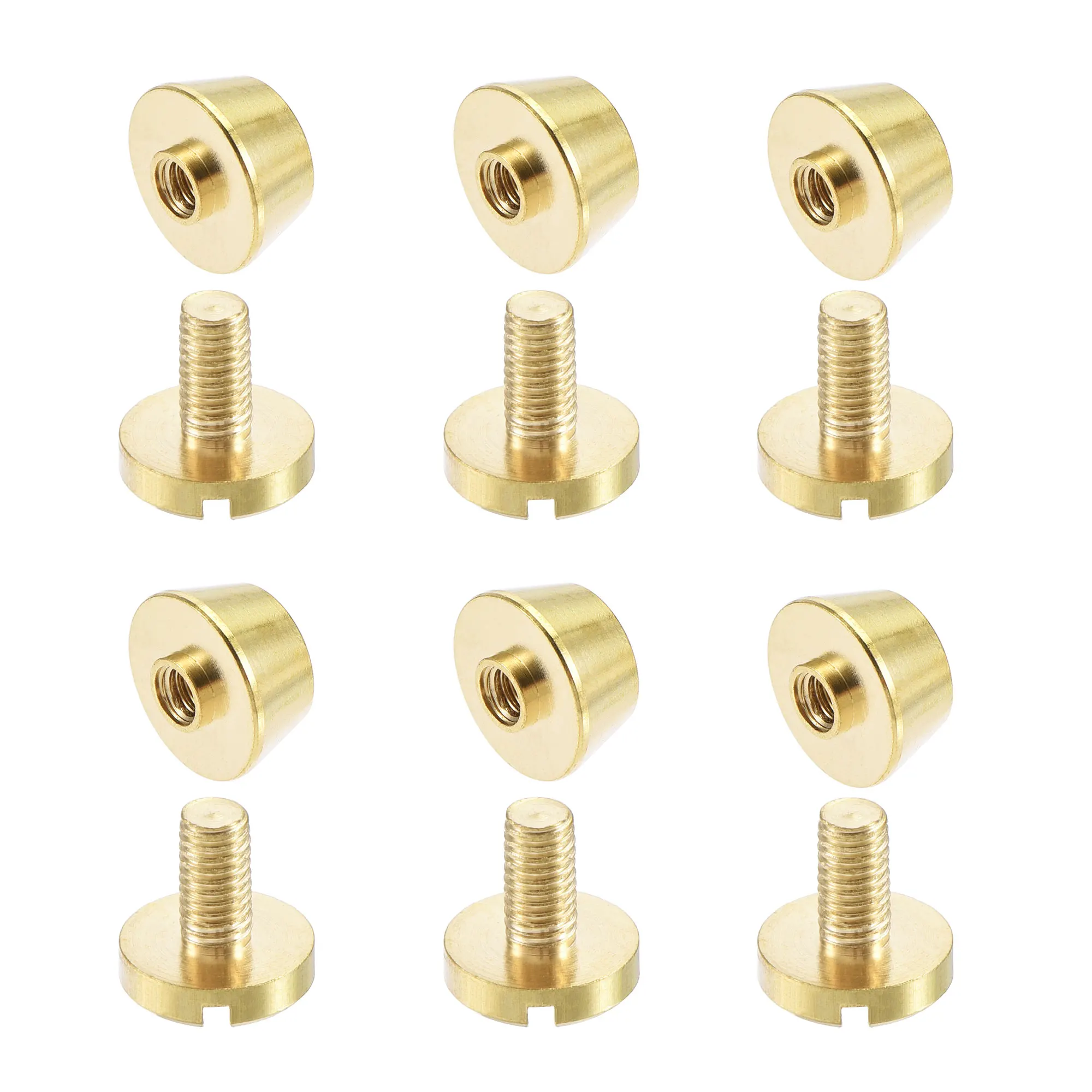 

Uxcell 10x6mm Flat Studs Rivet Purse Handbag Feet Nails Solid Brass Leather Craft DIY 6 Pcs