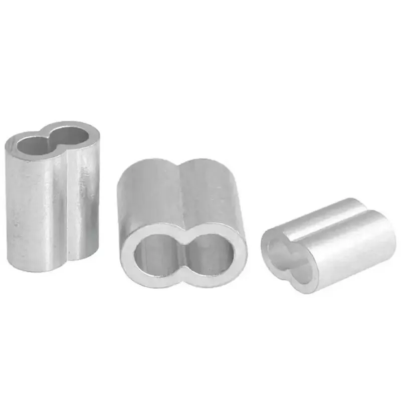 Wire Rope Ferrule M1 M1.2 M1.5 M2 M2.5 M3-M12 Aluminum Ferrules Clamps 8-Shape Double Hole Aluminum Casing Wire Rope Oval Clip