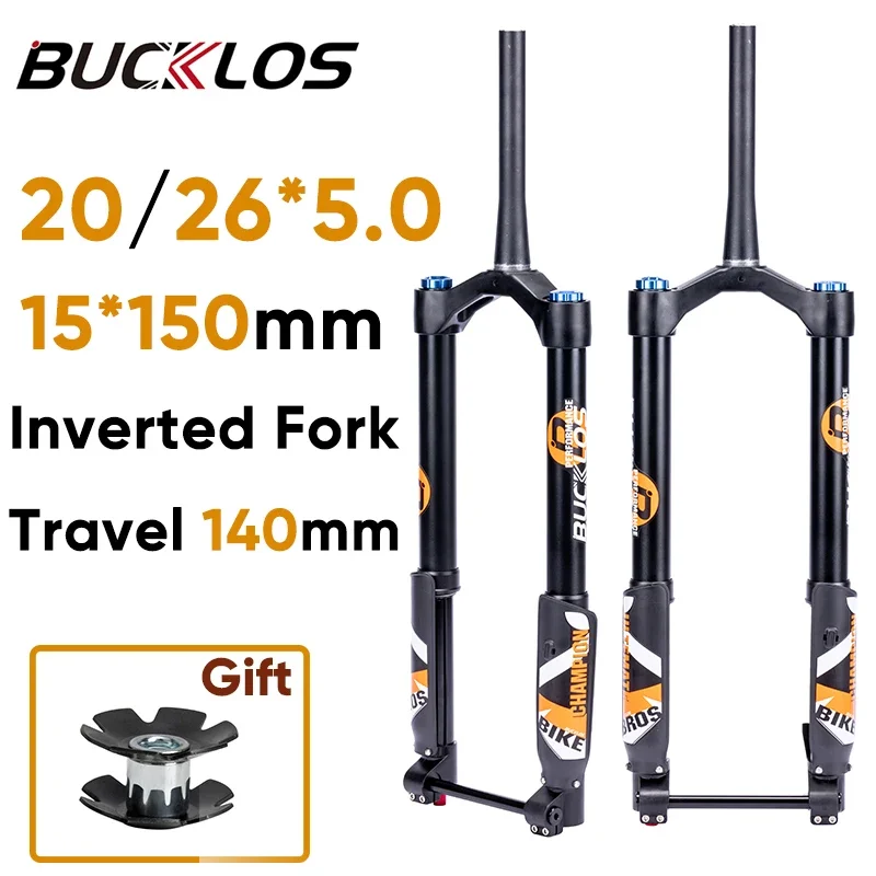 

Воздушная вилка BUCKLOS для электровелосипеда, 20*5,0, 26*5,0, вилка для подвески толстых велосипедов, дорожная вилка 140 мм, передняя воздушная вилка для горного велосипеда, аксессуары для электровелосипеда