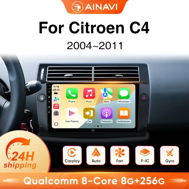 Autoradio Ainavi pour Citroën C4 C-Triomphe Quatre 2004-2014, CarPlay sans fil, Android Auto, systèmes intelligents pour voiture, autoradio multifonction 1