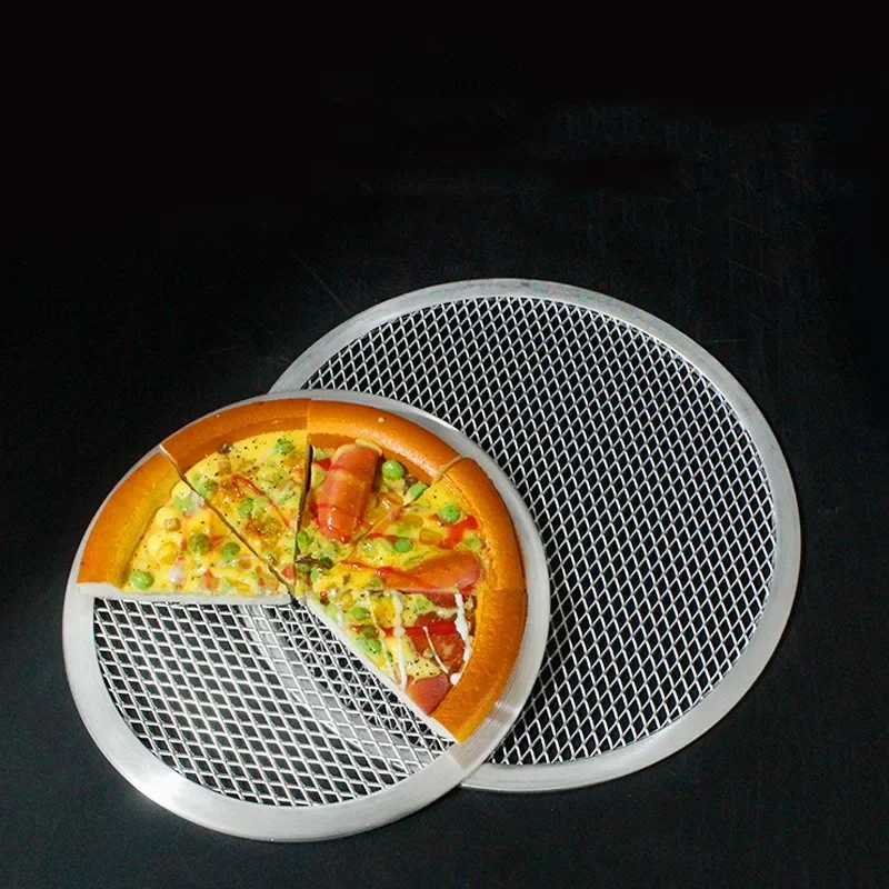 6-14 Inch Metal Net Non Stick Pizza Screen Pan Baking Tray New Seamless Aluminum Metal Net Bakeware Kitchen Tools Pizza