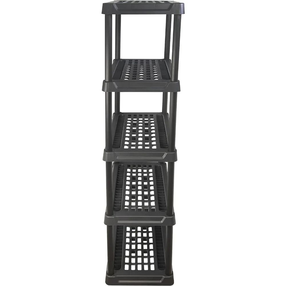 5-Tier Heavy Duty Ventilated Storage Shelf, 150 lbs per Shelf, Plastic Shelving Unit 3