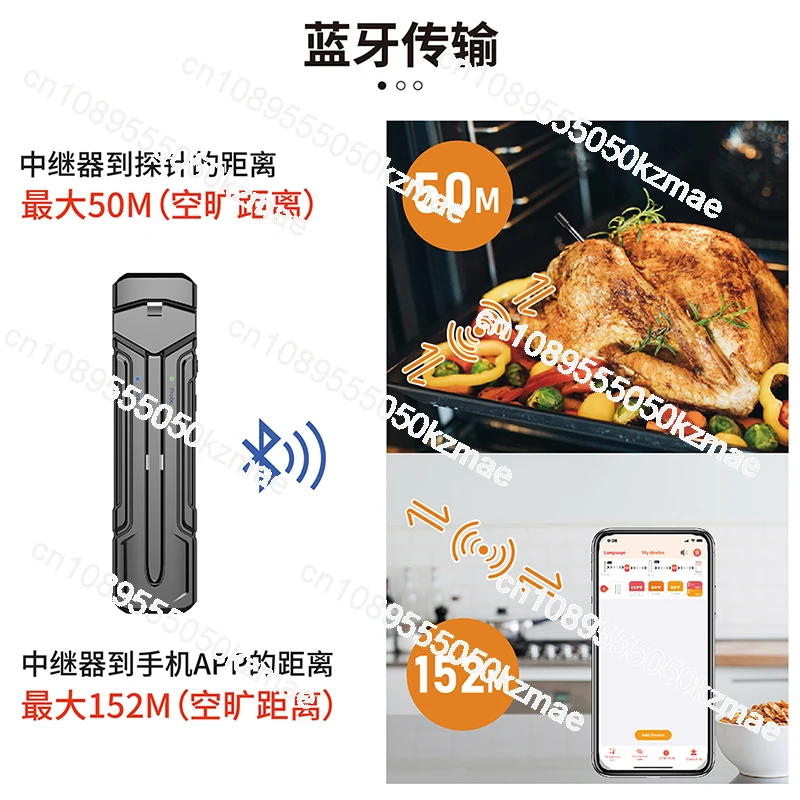블루투스 앱 무선 바베큐 온도계, 원격 프로브 방수 등급 주방 음식 온도계