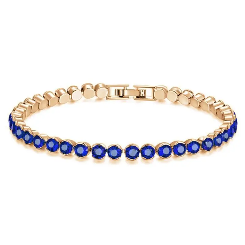 COOLSTEELANDBEYOND Scintillante Linea di Strass Pavé Cluster Largo Braccialetto Bracciali