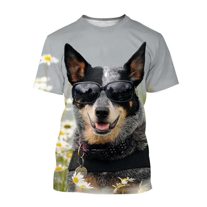 

3D Printing Glasses Dog T-shirt For Men Fashion Cute Animal Pattern Short-sleeved T Shirt Women Summer Harajuku Street Tees