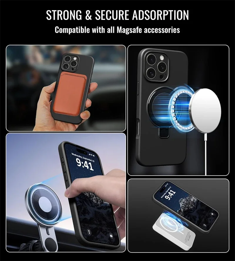 Magnetic Ring Holder Liquid Silicone Case with Stand Cover