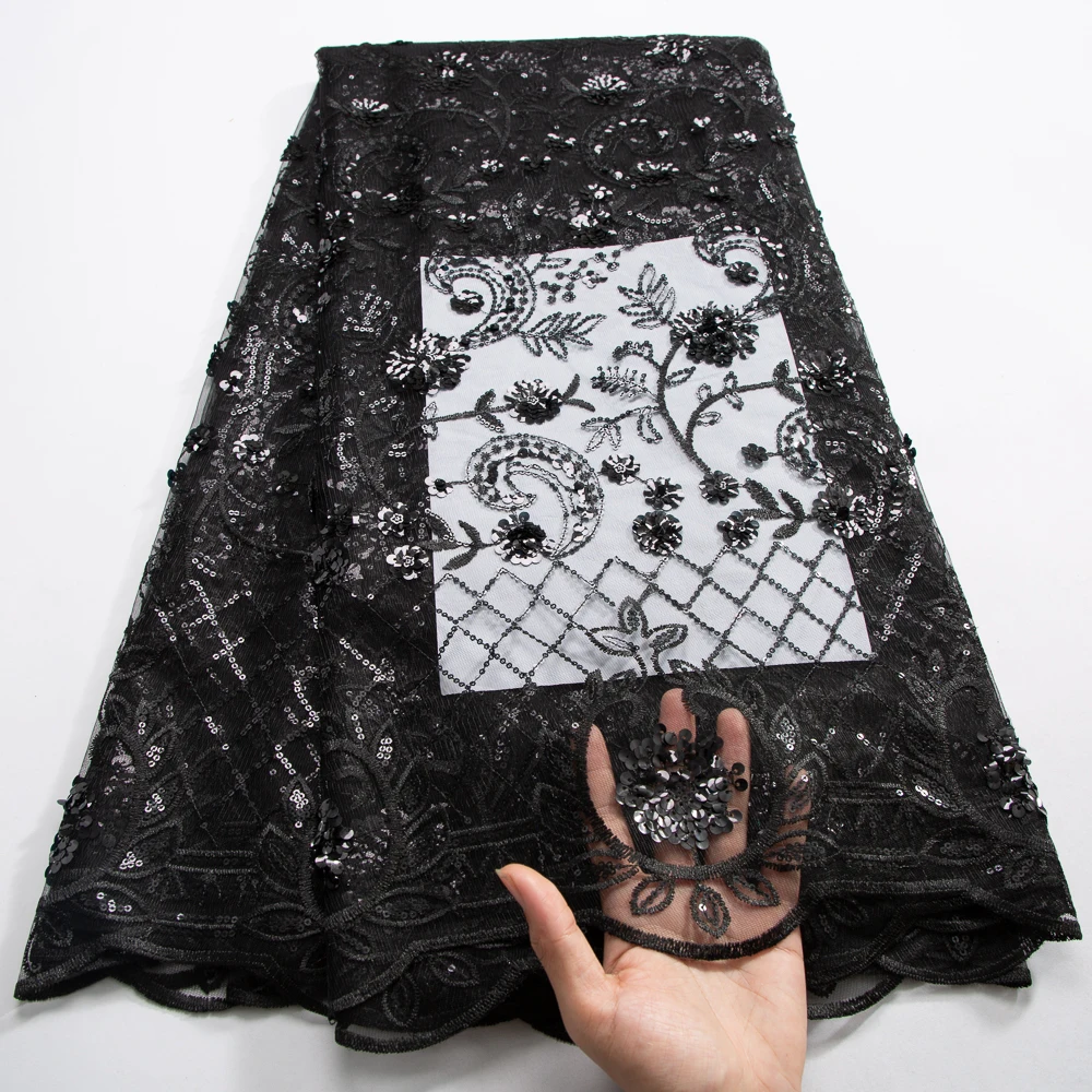 قماش دانتيل مطرز شبكي أفريقي للنساء ، شبكة تول نيج...