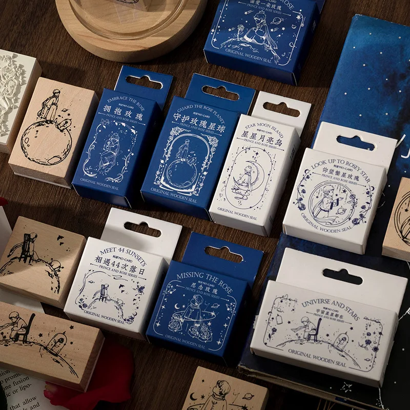 

Little Prince Cosmic Rose Decor Stamp DIY Wooden Rubber Stamps for Card Making Journal Planner Scrapbooking Craft Supplies