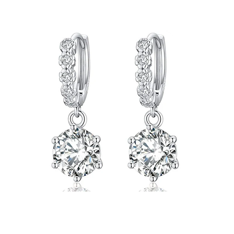 

HTOTOH 925 Silver 2 Ct Moissanite Earrings Women Drop Earrings Vintage Type Engagement Gift Fine Jewelry