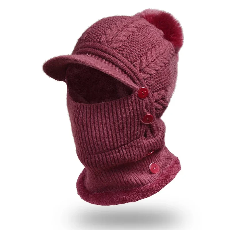 

Fleece Lined Thicken Scarf Knitted Hat Fashion Solid Warm Winter Hat for Men Women Ear Warmer Cycling Ski Mask Balaclava Beanies