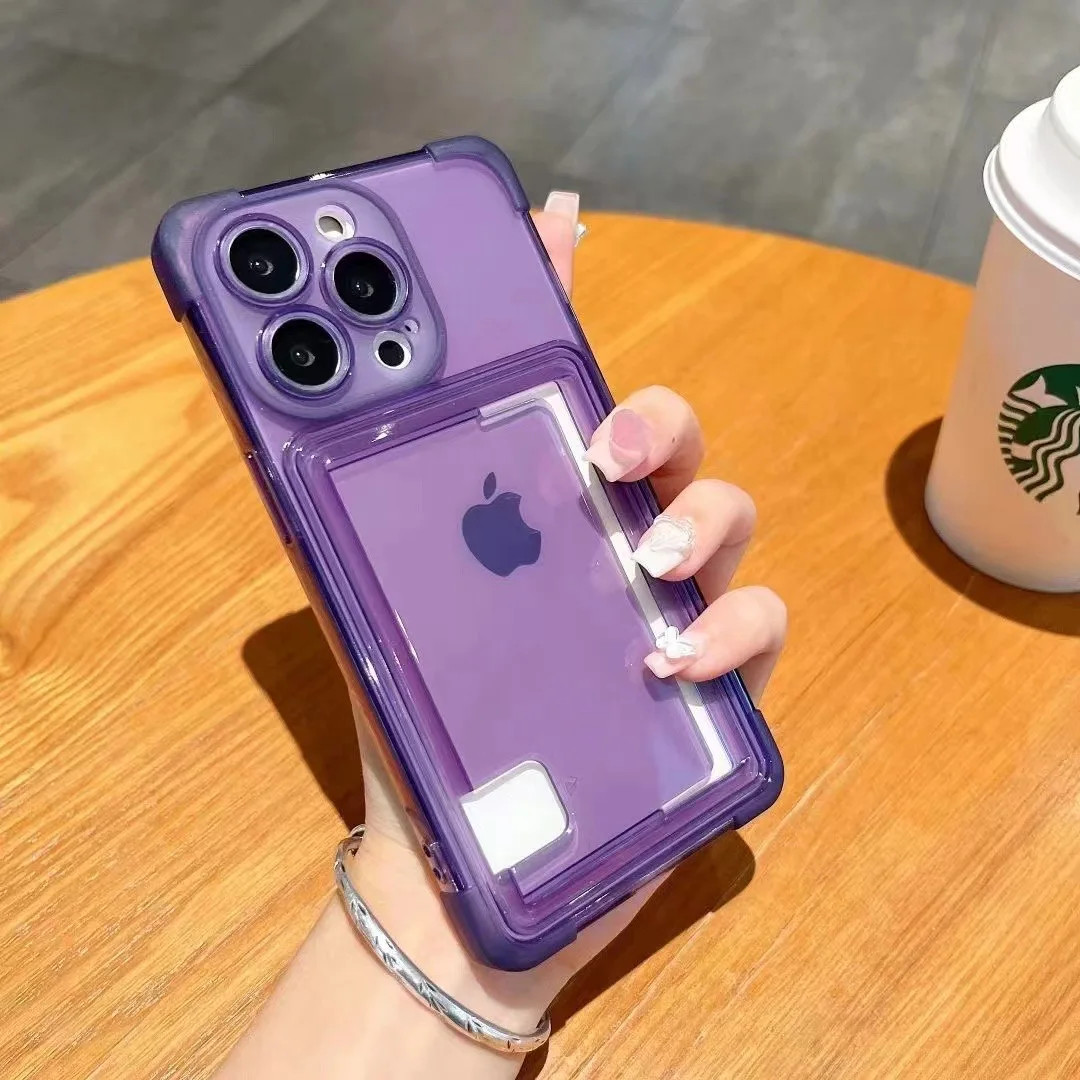 Clear Shockproof Phone Case with Transparent Wallet Card Slot Holder