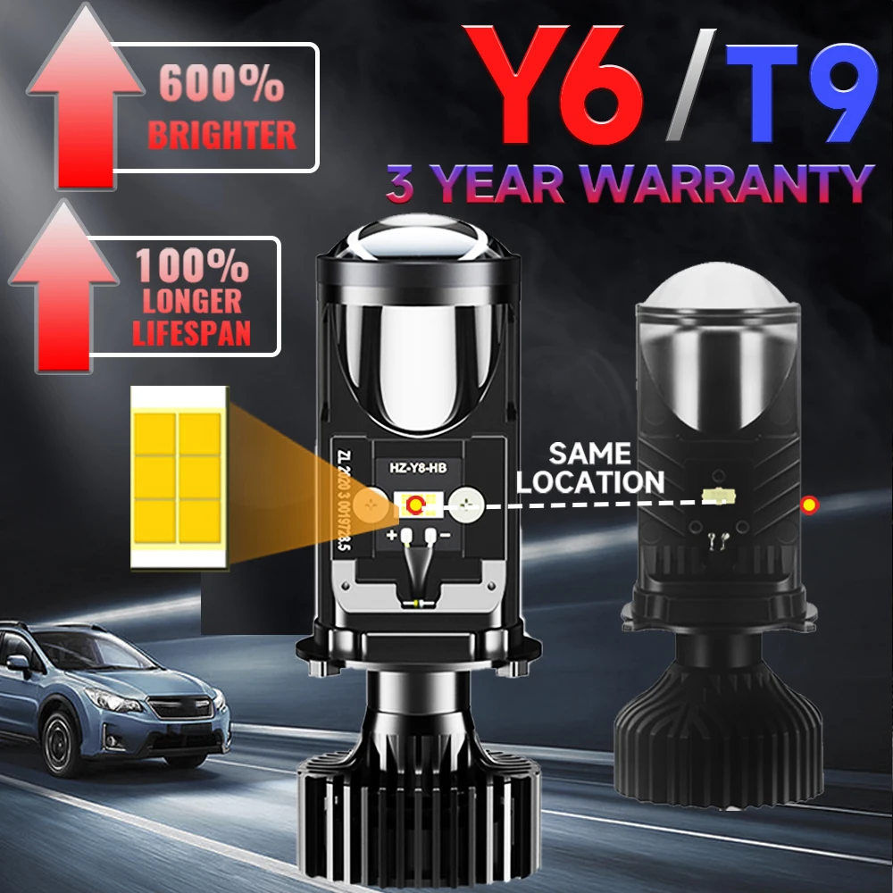 

Y6 H4 LED Projector Headlight Projector Lens with Fan Cooling 120W Automobile Hi Lo Beam Y6 Led Bulbs Canbus Car Lamp 12V 6000K