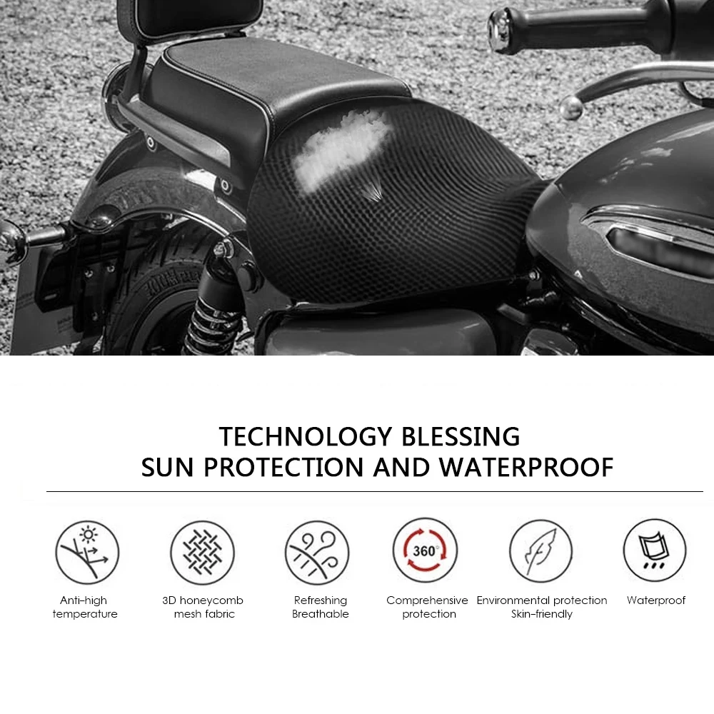 Meteor 350 액세서리 Royal Enfield Meteor350 2020-2023 용 오토바이 시트 커버 3D 허니컴 메쉬 쿠션 방수 나일론