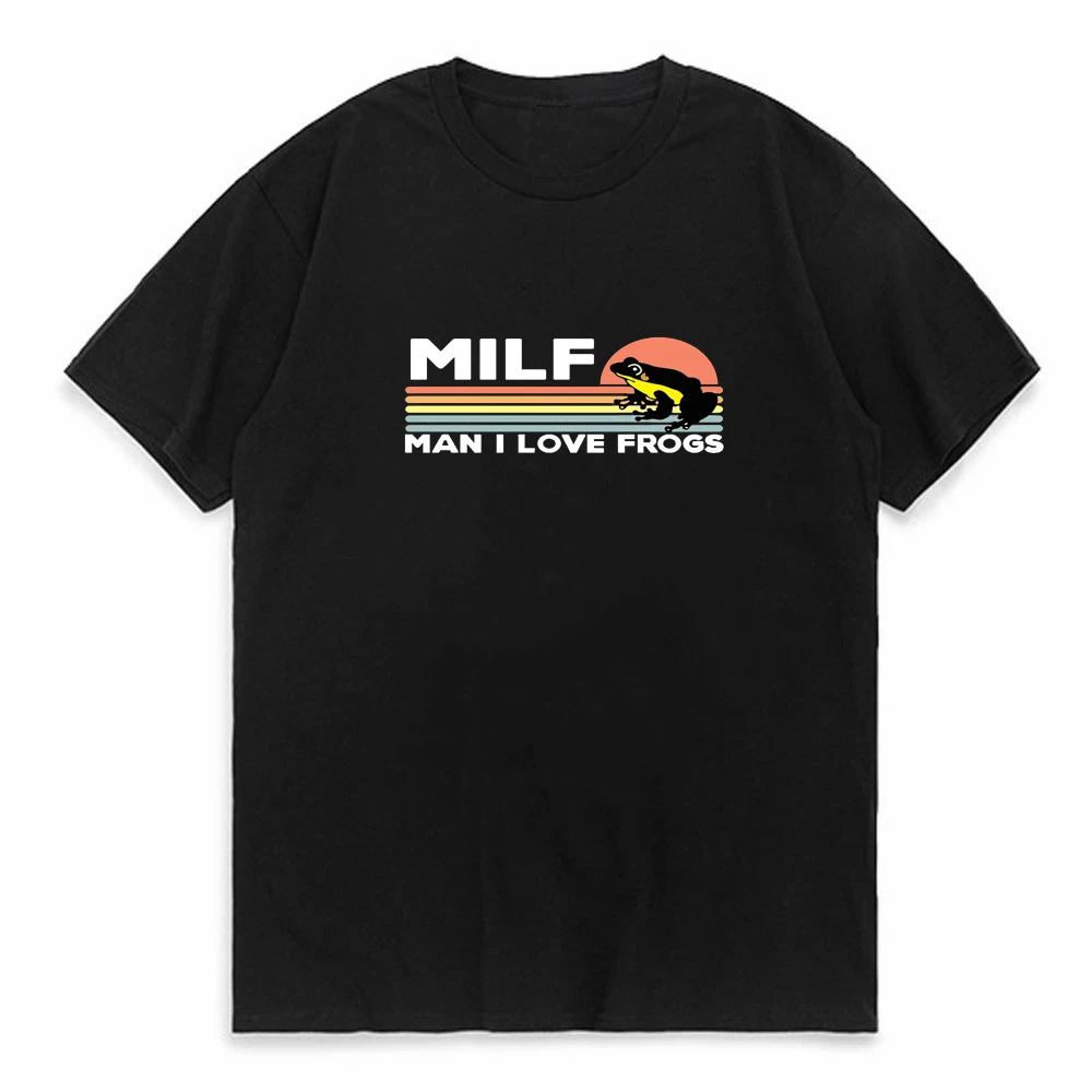 

MILF Man I Love Frogs Funny Saying Frog Amphibian Lovers Vintage Funny Unisex T-Shirt Men's Shirt Short Sleeve Cotton Tee Shirt