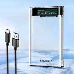 Transparent USB 3.2 External HDD/SSD Enclosure - 2.5 Inch High-Speed Storage Case (Black)