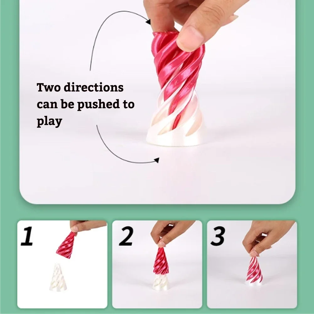 3D Printed Spiral Cone Toy Impossible Pyramid Passthrough Sculpture Pass Through Pyramid Toy Mini Vortex Thread Illusion 2