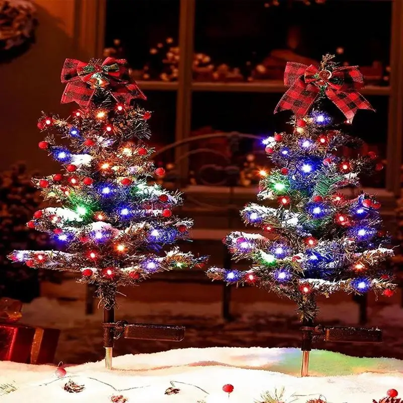 Solar Outdoor Christmas Lights LED Christmas Pathway Lights Multi-Color Outdoor Lighted Christmas Tree Solar Powered Christmas 2