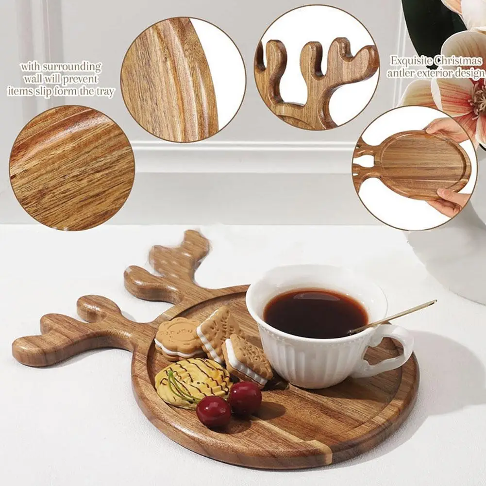 

Creative Christmas Deer Wooden Cutting Board Afternoon Tray Party Plate Wood Tea Wood Fruit Festival Sum Serving Tray Dim Y0H1