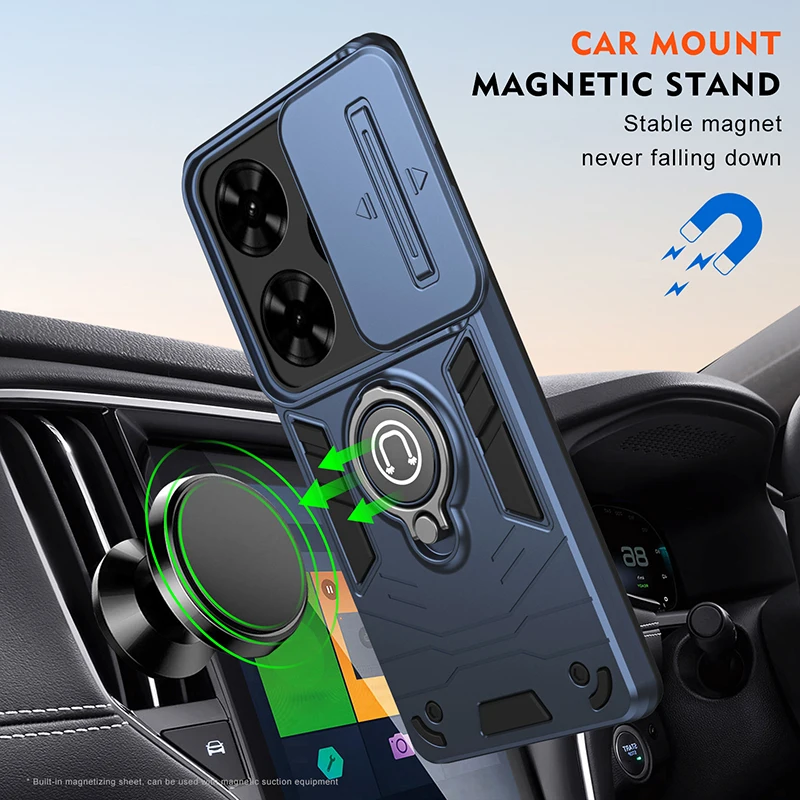 Luxury Shockproof Armor Magnetic Case with Silicone Bumper and Hard PC Back Cover