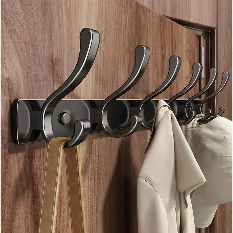 Wall-mounted Door Hooks Strong Load Bearing No-drill Aluminum Clothes Hanger Hat Hooks For Home Entrance Doorway