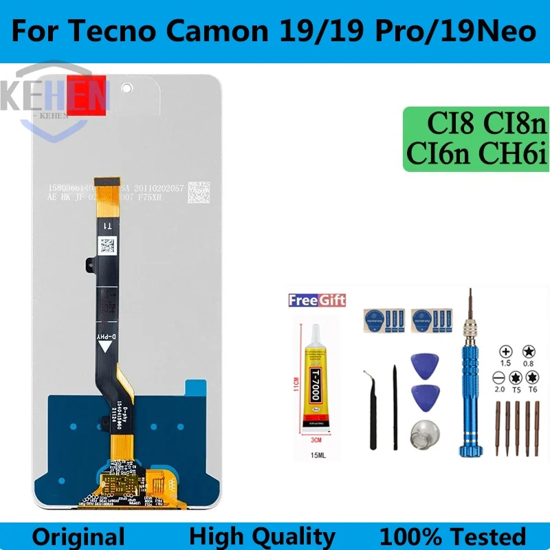 

Премиум ЖК-дисплей CI6n CH6i CI8 CI8n для Tecno Camon 19 19 Pro дисплей сенсорный экран дигитайзер панель в сборе для Camon 19 Neo экран