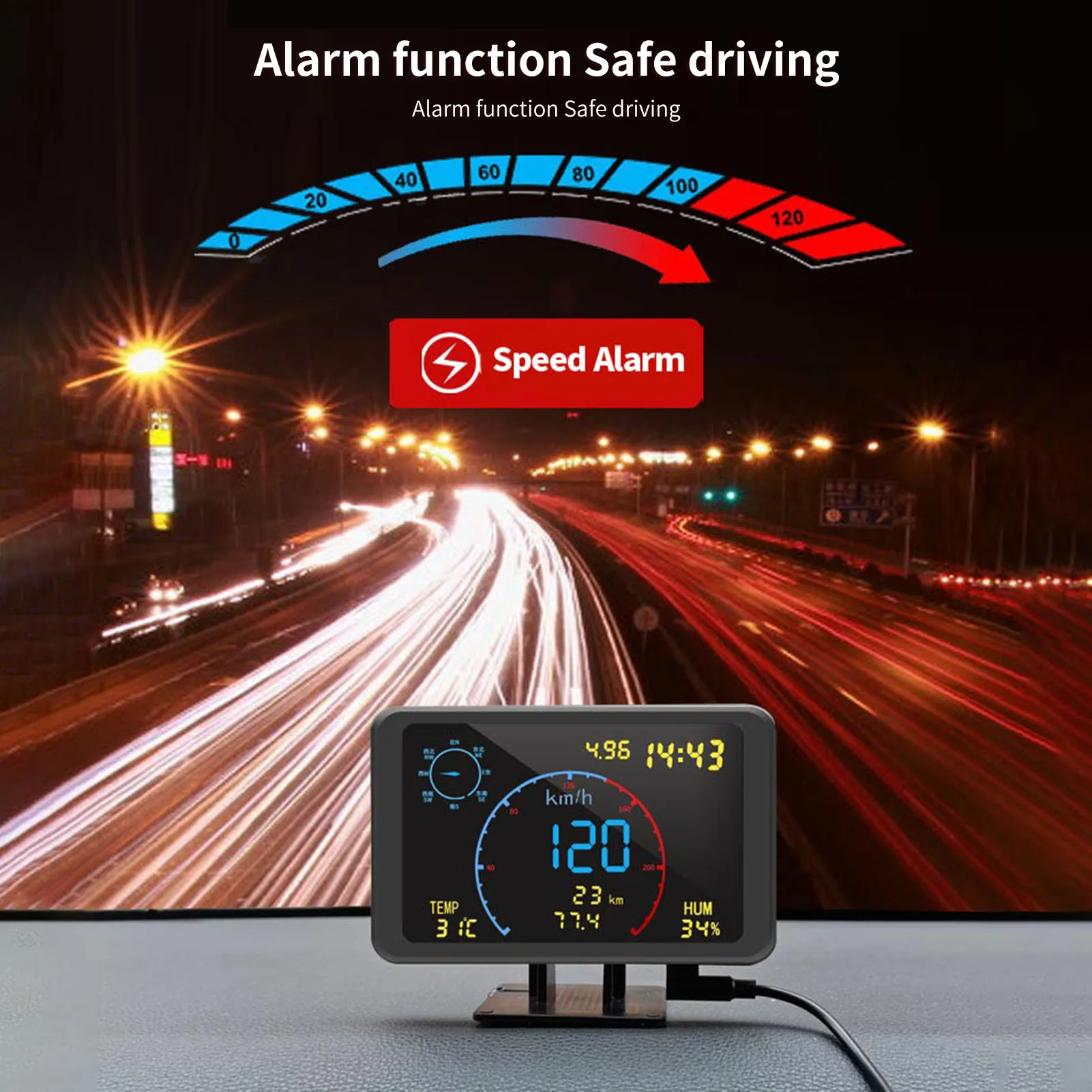  GPS ӵ  Ÿ, 4.7 ġ LCD ÷, HUD ÷,  溸,  5-24V 