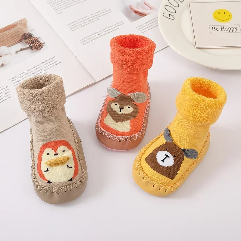 Toddler Socks Rubber Soles Toddlers Kids Socks Baby Warm Terry Thicken Slippers Infants Girl Winter Boys Sock Shoes