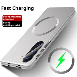 Magsafe-Compatible Magnetic Frosted Metal Case with Wireless Charging for Samsung Galaxy Z Fold4 (Silver)