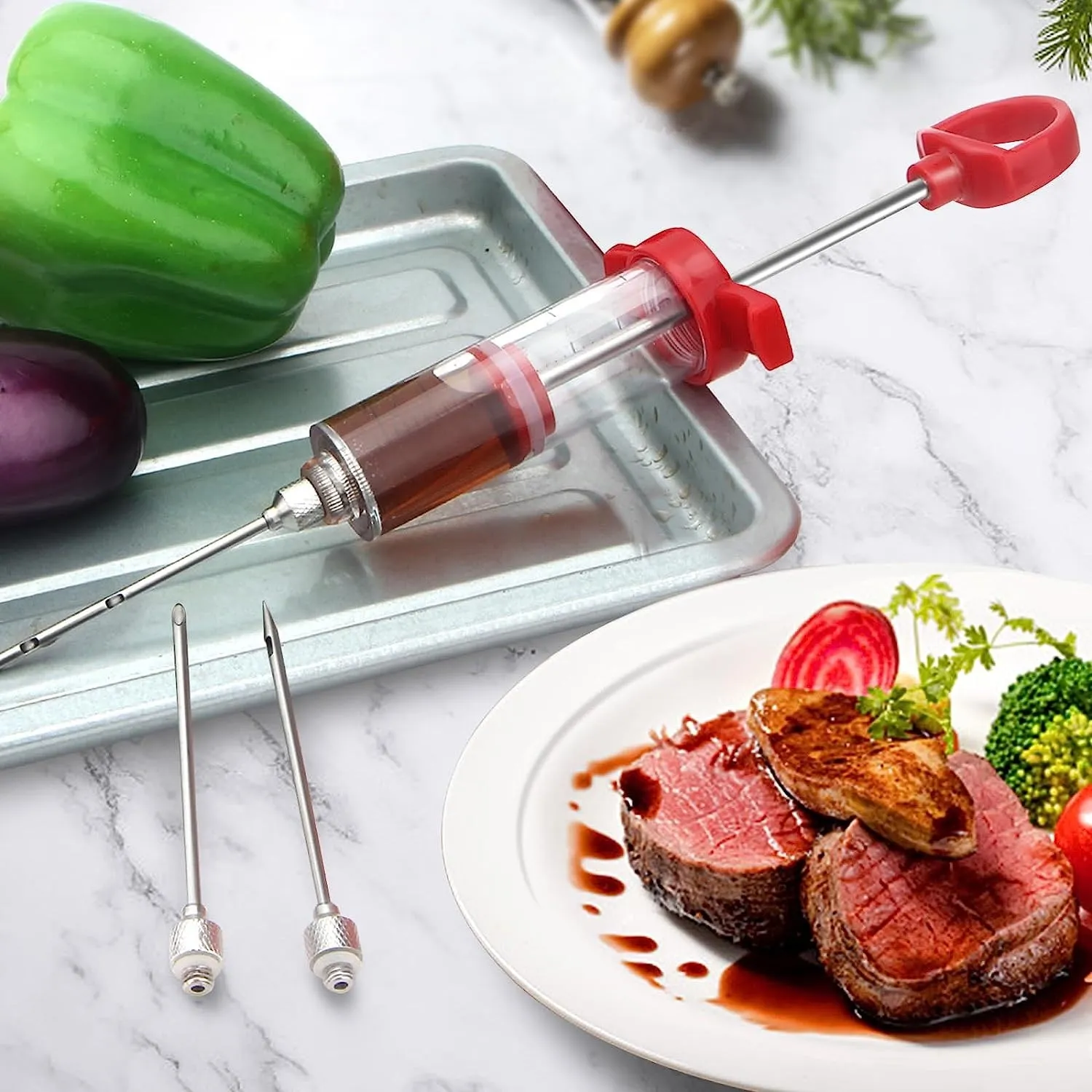 Description Picture 3 of itemFlavor Needle BBQ Meat Syringe Needles Turkey Injector Pork Steak Chicken Sauce Seasoning Injection Kitchen Tools