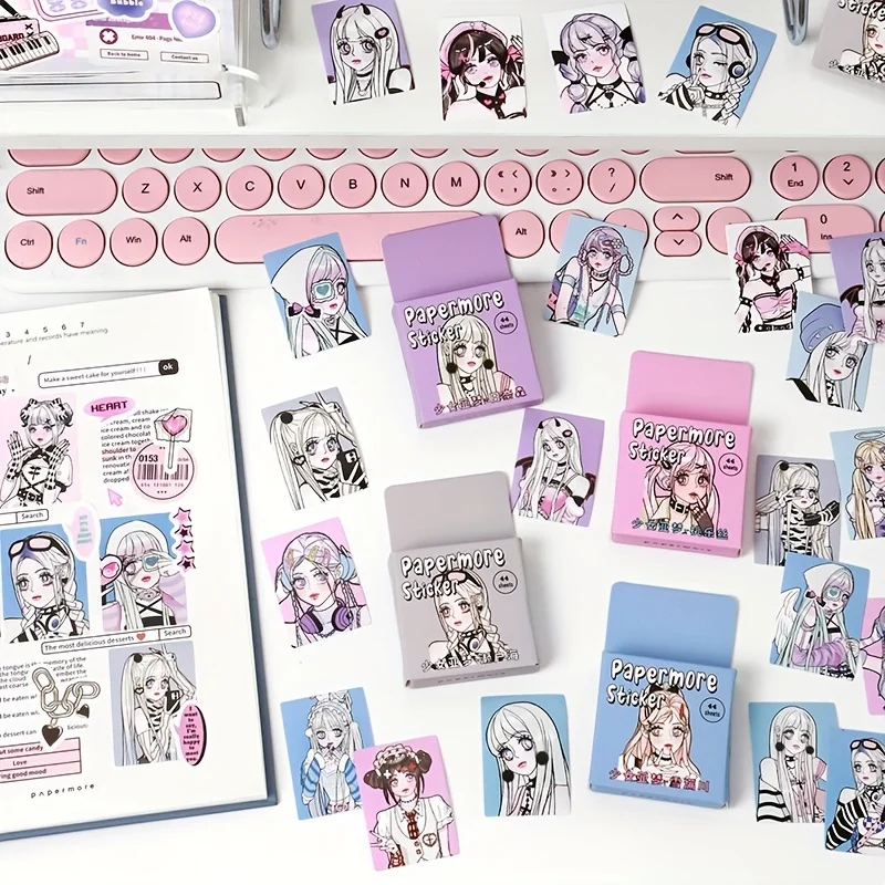 MOHAMM 44pcs Sweet Cool Comics Cartoon Girl Decorative Sticker Box for  Scrapbooking Decoration DIY Phone Case Photos Collage - AliExpress