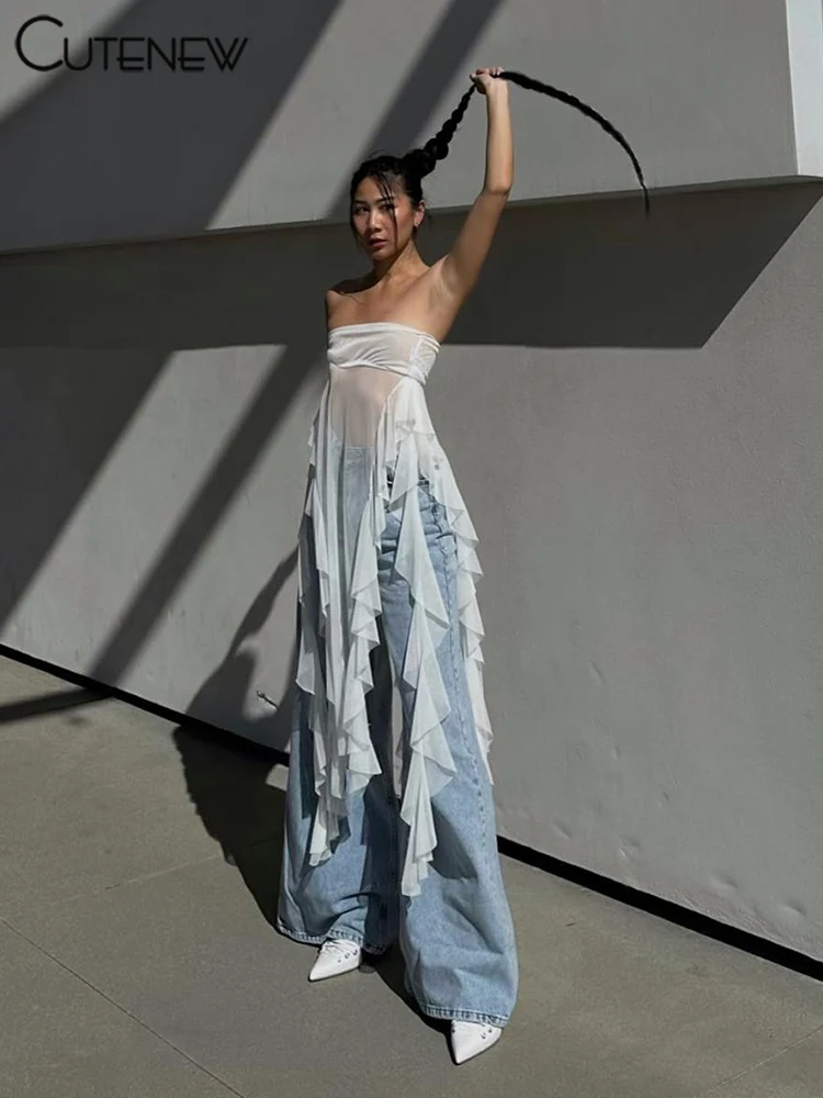 Summer Solid Sexy Off-Shoulder Women Crop Top Casual Tube Strapless Streetwear Long Ruched Club Party Lady Tank Top