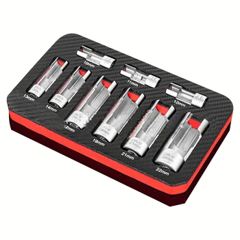 9Pcs Automotive O2 Oxygens Sensors Socket Offset Wrench Remover Tool and Thread Chasers Tool 10-22mm 1