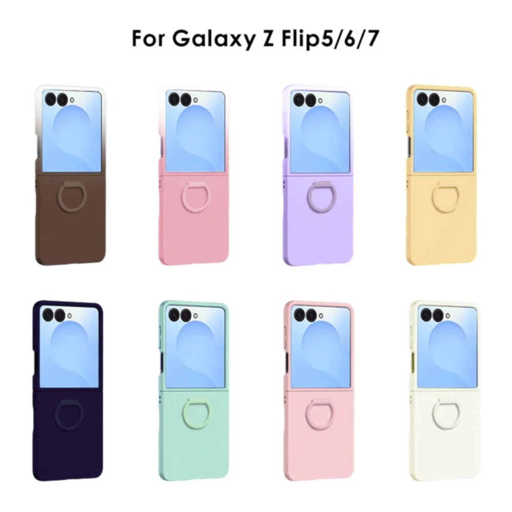 Luxury Liquid Silicone Phone Case with Large Window and Gradient Candy Color Ring Cover