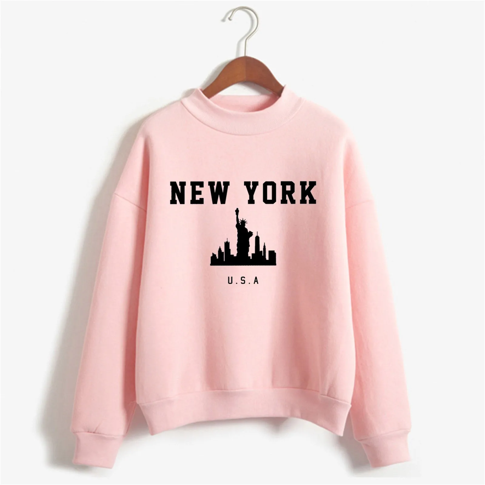 

Autumn Winter O Neck Solid Color Printed Long Sleeve Pullover Sweatshirt Kpop Punk daily shirt