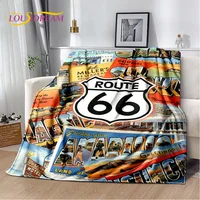 Route 66 Retro America Historic Mother Road,mãe Estrada Blanket,Soft Throw Blanket for Home Bedroom Bed Sofa Picnic Child GiftA 2