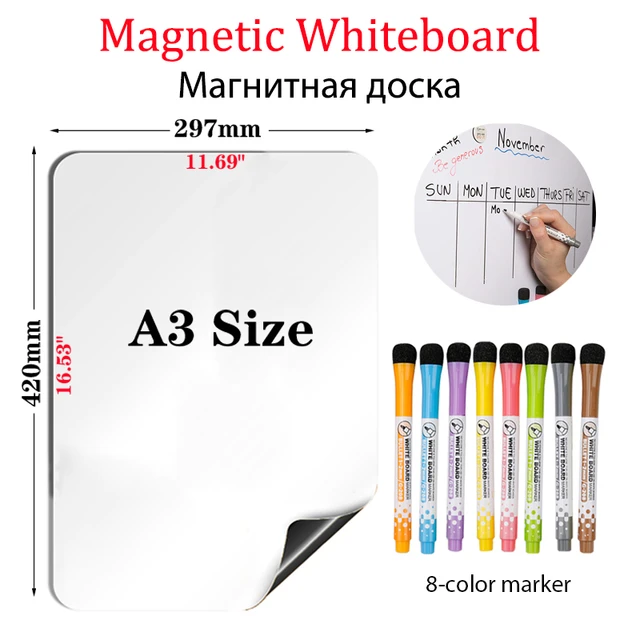 A5 Size Whiteboard Magnet Fridge Stickers Menu Dry Erase Calendar Marker  Child Painting Graffiti Writing Memo Message Board - AliExpress