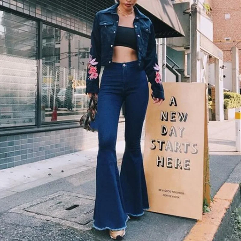 Uregelmæssigheder Rejse Marco Polo Aisiyifushi Denim Flared Pants Women Vintage Bell Bottom Jeans Plus Size  Warm Autumn Wide Leg Trousers Female Pant Flare Jeans - Jeans - AliExpress