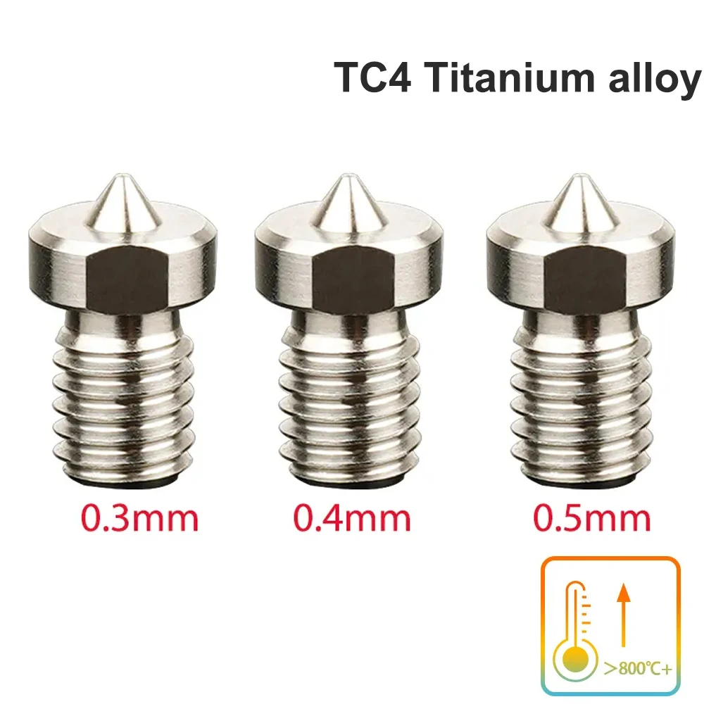 고강도 TC4 티타늄 합금 E3D V5 V6 노즐, 1.75mm PLA ABS TPU PETG 필라멘트용 3D 프린터 노즐, 0.3mm, 0.4mm, 0.5mm, 0.6mm