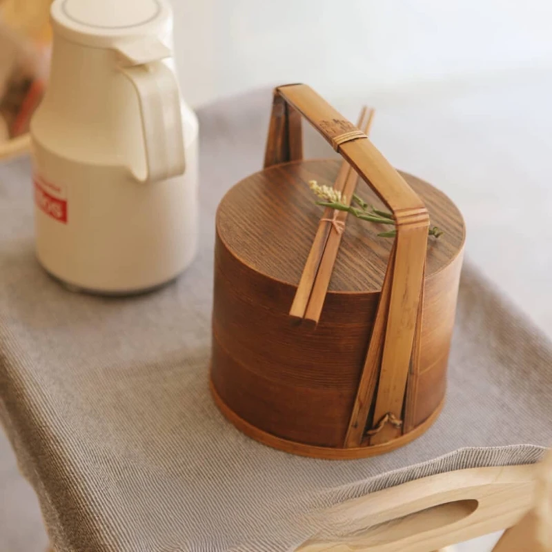 Japanese Style Lunch Box Wooden Bento  Double Layer Portable Picnic Food Storage containers Tableware kitchen gadget sets