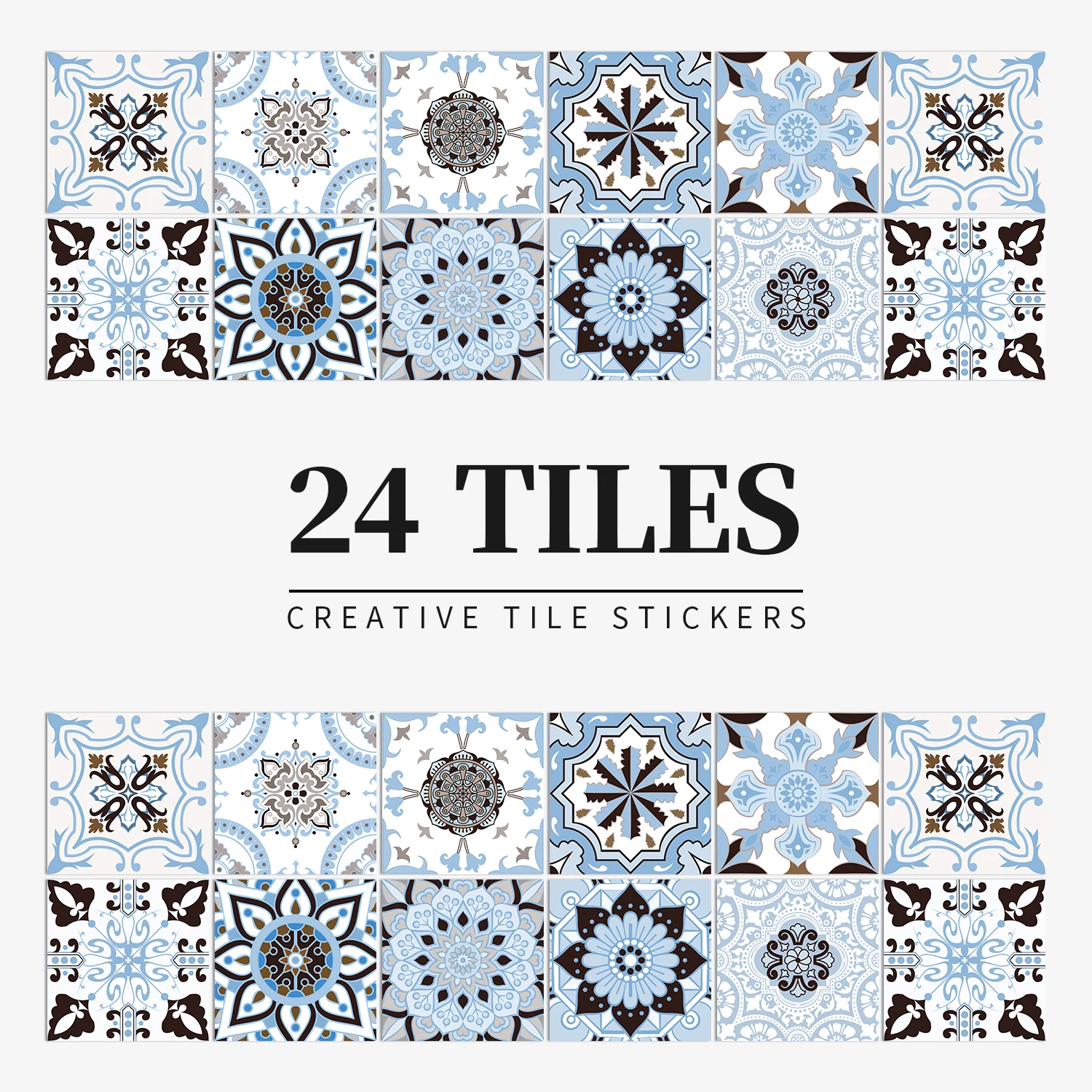 

Tile Wall Stickers 24pcs 15"×15" PVC Self Adhesive Waterproof Ceiling Tiles Stairs Kitchen Bathroom Moroccan Home Decor