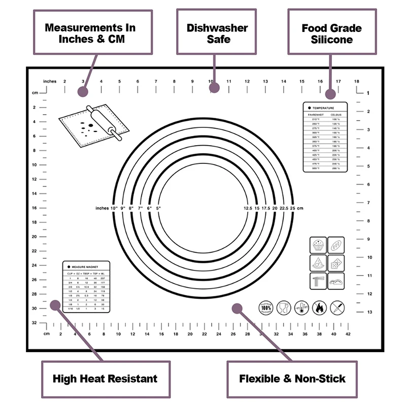 48cm Adjustable Rolling Pin With Non-stick Silicone Baking Mat Stainless Steel Fondant Rolling Pin Pizza Dough Pad Baking Liner