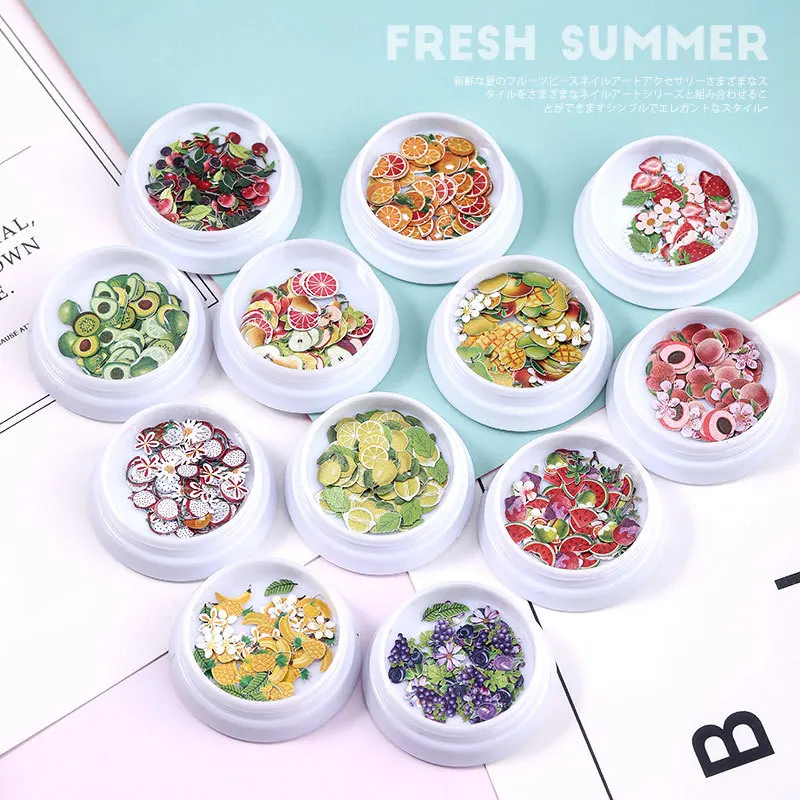 

1 Box of 3D Colored Watermelon Strawberry Avocado Fruit Nail Decal Supplies Nail Art Flower Decoration DIY Nail Art Accessories